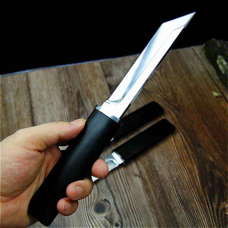 Abanoz Japon ayna ışık taktikleri düz bıçak açık kamp bıçağı orman av bıçağı Japon koleksiyonu bıçak