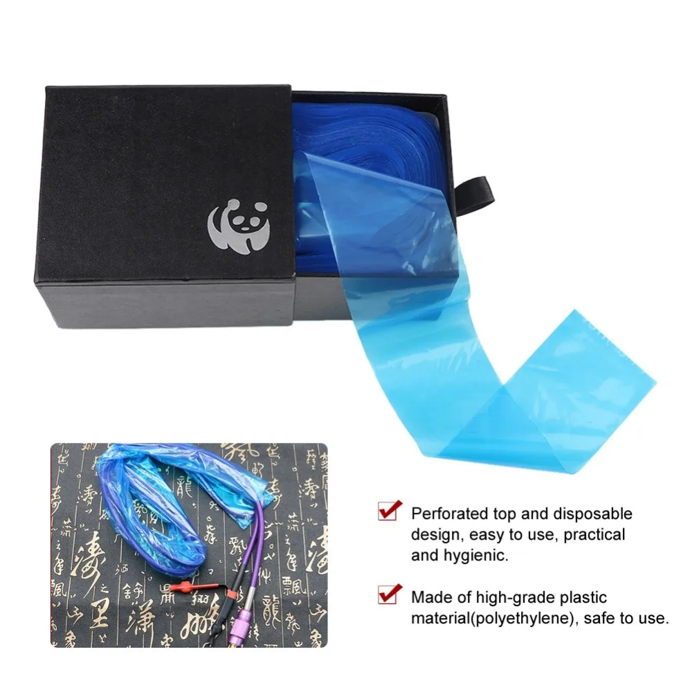 100 Adet / paket Tek Kullanımlık Dövme Makinesi Klip Kordon Kollu Çanta Mavi Plastik Hijyen Kapak Dövme Aksesuarları Malzemeleri Geçici