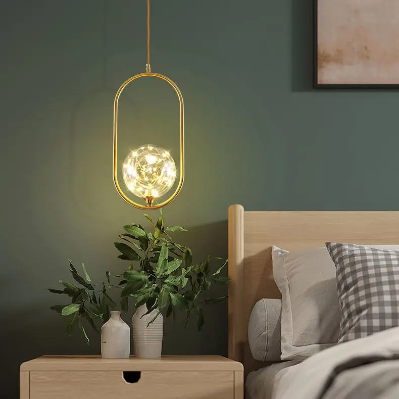 Sıcak Satış Modern LED kolye ışık Asılı yatak odası Başucu cam küre aydınlatma Lüks İskandinav Bar mutfak oturma odası dekor lambası 0