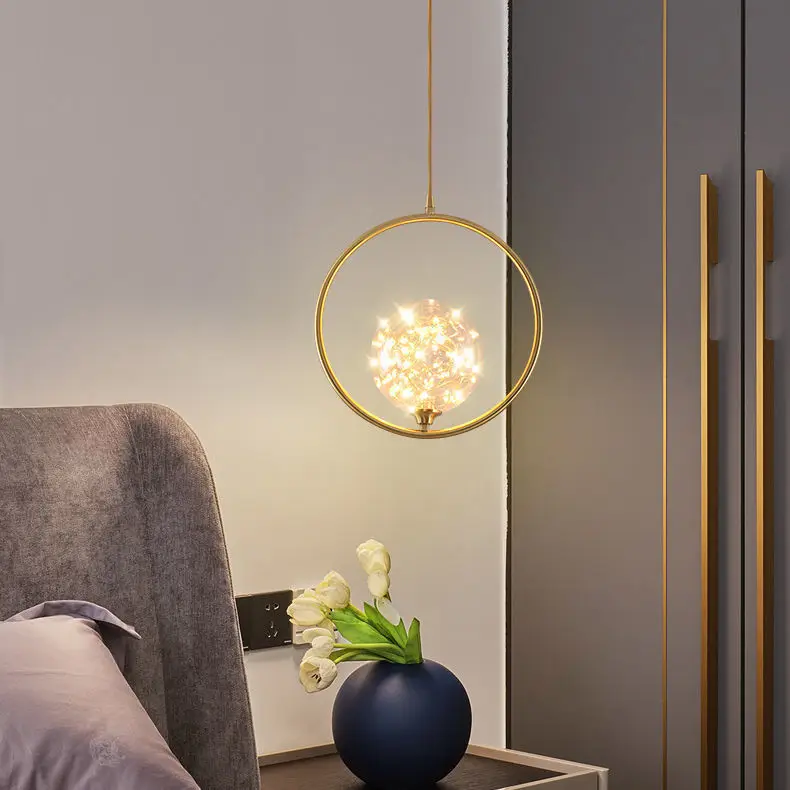 Sıcak Satış Modern LED kolye ışık Asılı yatak odası Başucu cam küre aydınlatma Lüks İskandinav Bar mutfak oturma odası dekor lambası 1