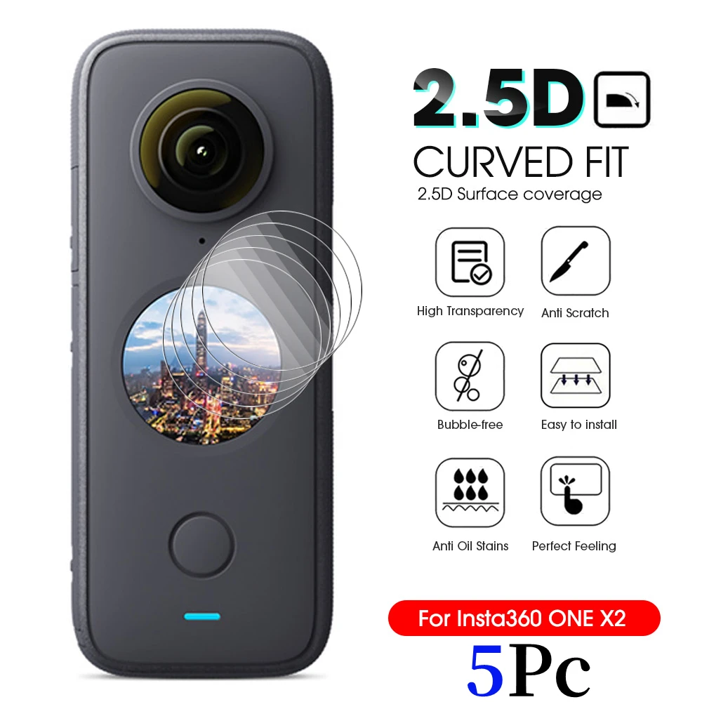 Için Insta360 BİR X2 Temperli Cam Filmi Çizilmeye Dayanıklı Ekran Koruyucu için Insta 360 BİR X2 Kamera Aksesuarı Lens Filmi Cam
