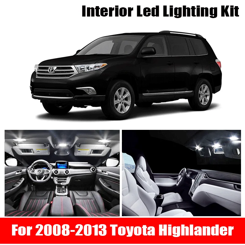 12 Adet Beyaz Canbus LED Lamba araba ampülleri İç Paketi Kiti 2008-2013 Toyota Highlander İçin Harita Dome Gövde Plaka İşık