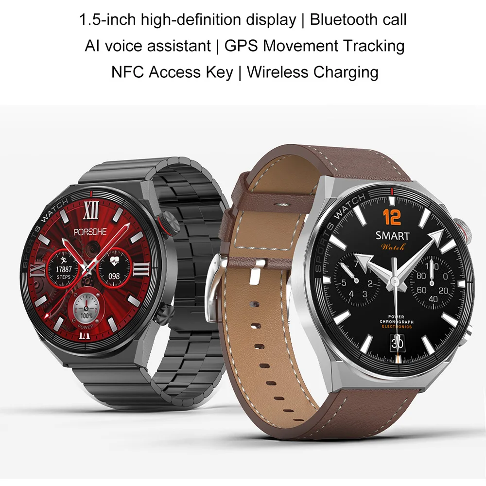 DT3 Mate akıllı saat Erkekler Kadınlar İçin 1.5 İnç HD Ekran NFC Smartwatch 2022 Erkekler Saatler Bluetooth Çağrı Kol Saati Spor bilezik 3