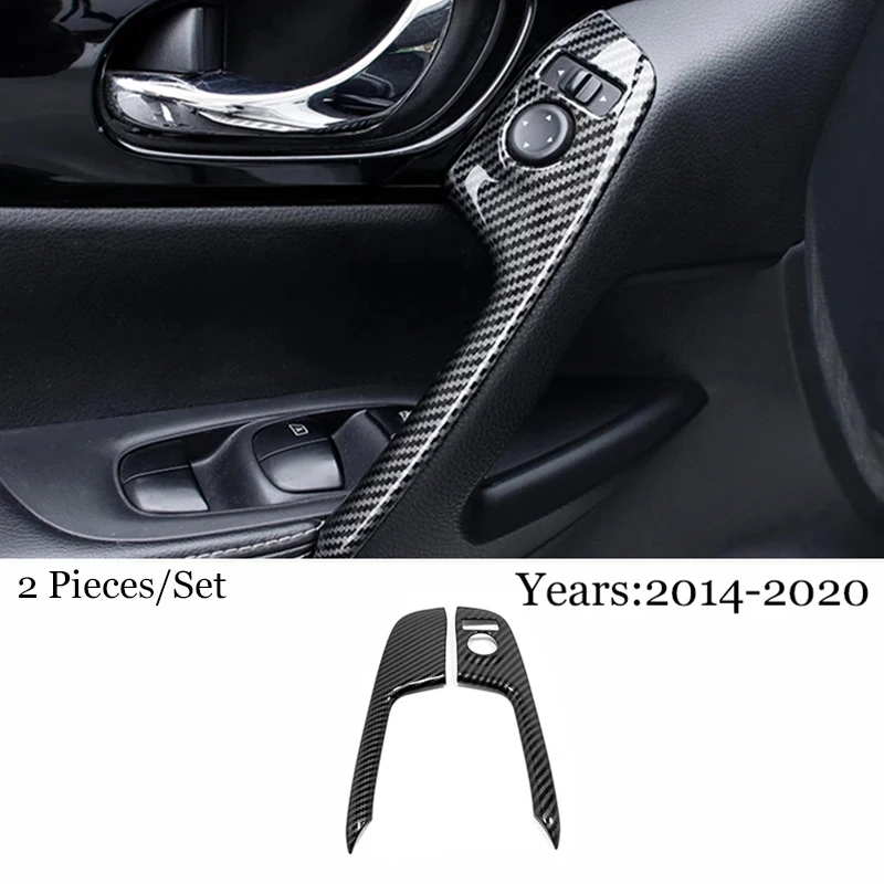 Nissan Qashqai için J11 Rogue Spor 2014-2019 ABS Karbon fiber Araba Pencere El Sıkışma Trim Paneli Kapak Trim Aksesuarları 2 adet