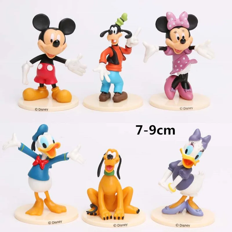 6 Adet / takım Disney Mickey Mouse Figürleri Oyuncaklar PVC Model Minnie Mouse Aksiyon Figürleri Bebek Çocuklar Kızlar için doğum günü hediyesi Disney Oyuncaklar