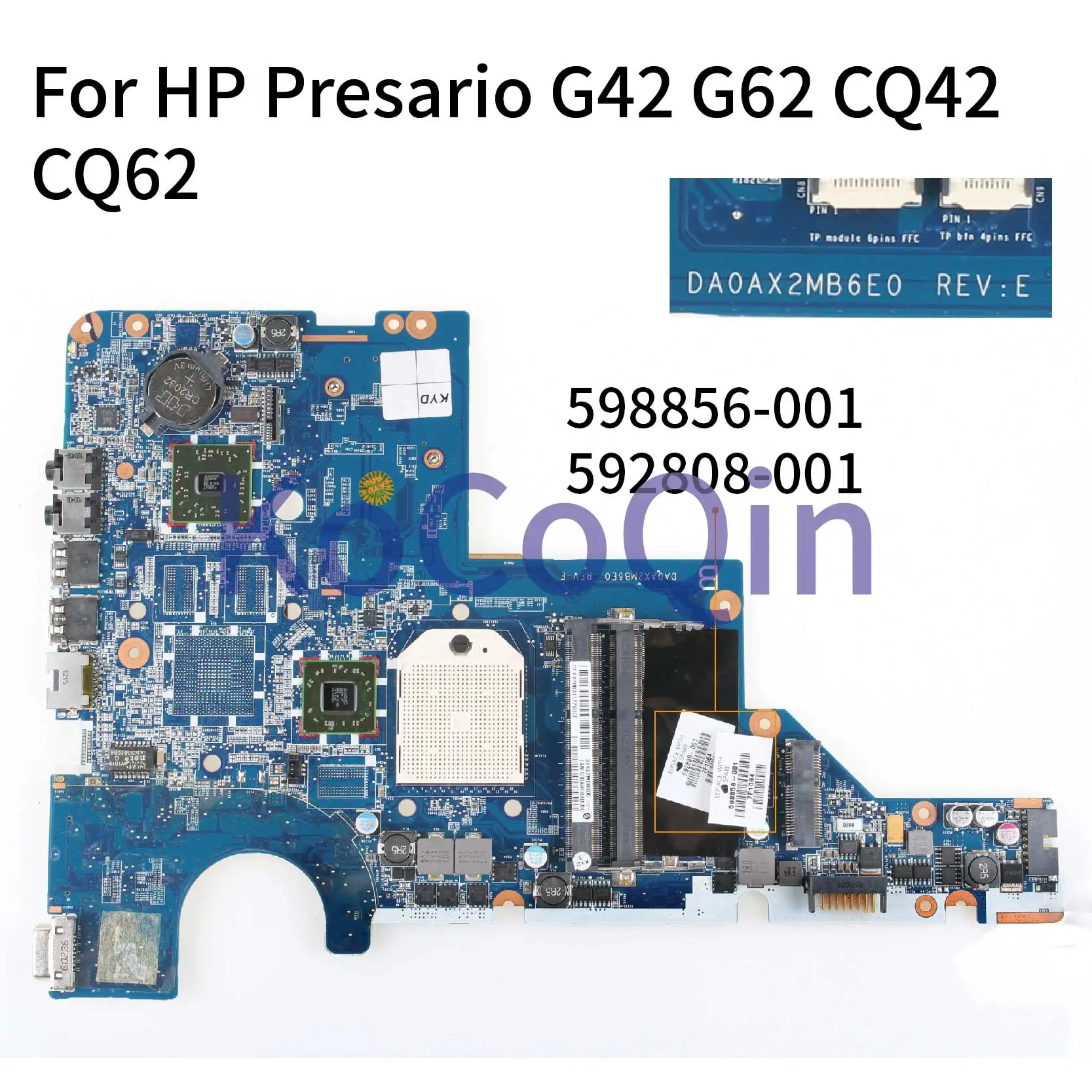 KoCoQin dizüstü HP için anakart Presario G42 G62 CQ42 CQ62 DAOAX2MB6F0 592808-001 592808-501 AMD Anakart