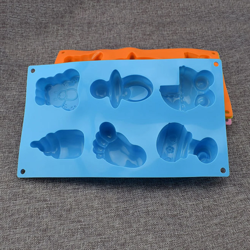 6 Hücreleri Bebek Ayak ve Oyuncaklar Silikon Kalıpları 3D Çikolata şekerleme Jöle Kalıpları Cupcake Parti Fondan Kek Dekorasyon Araçları Yeni 2