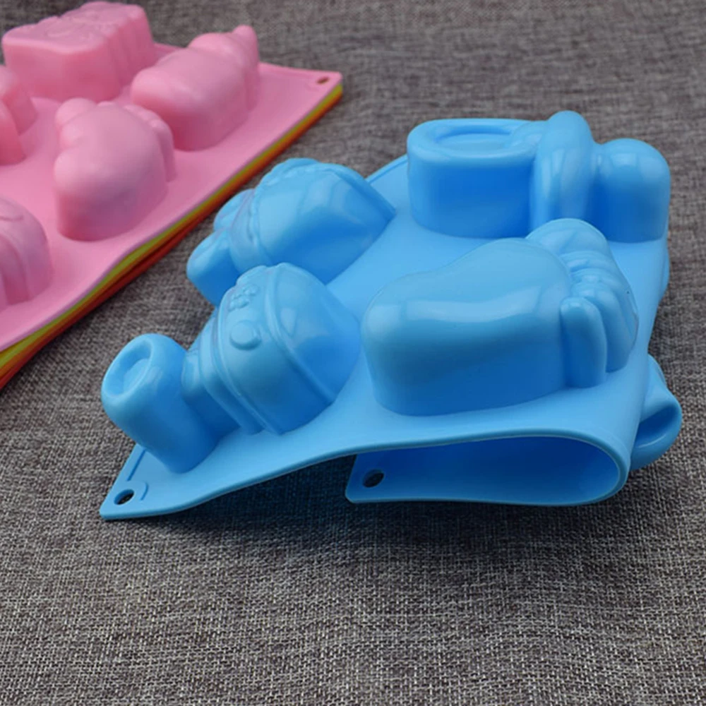 6 Hücreleri Bebek Ayak ve Oyuncaklar Silikon Kalıpları 3D Çikolata şekerleme Jöle Kalıpları Cupcake Parti Fondan Kek Dekorasyon Araçları Yeni 3