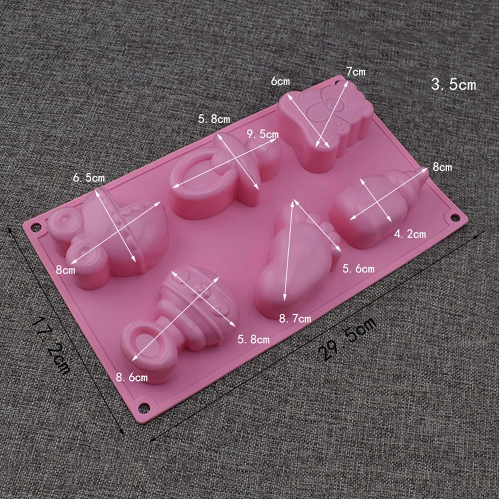 6 Hücreleri Bebek Ayak ve Oyuncaklar Silikon Kalıpları 3D Çikolata şekerleme Jöle Kalıpları Cupcake Parti Fondan Kek Dekorasyon Araçları Yeni 5