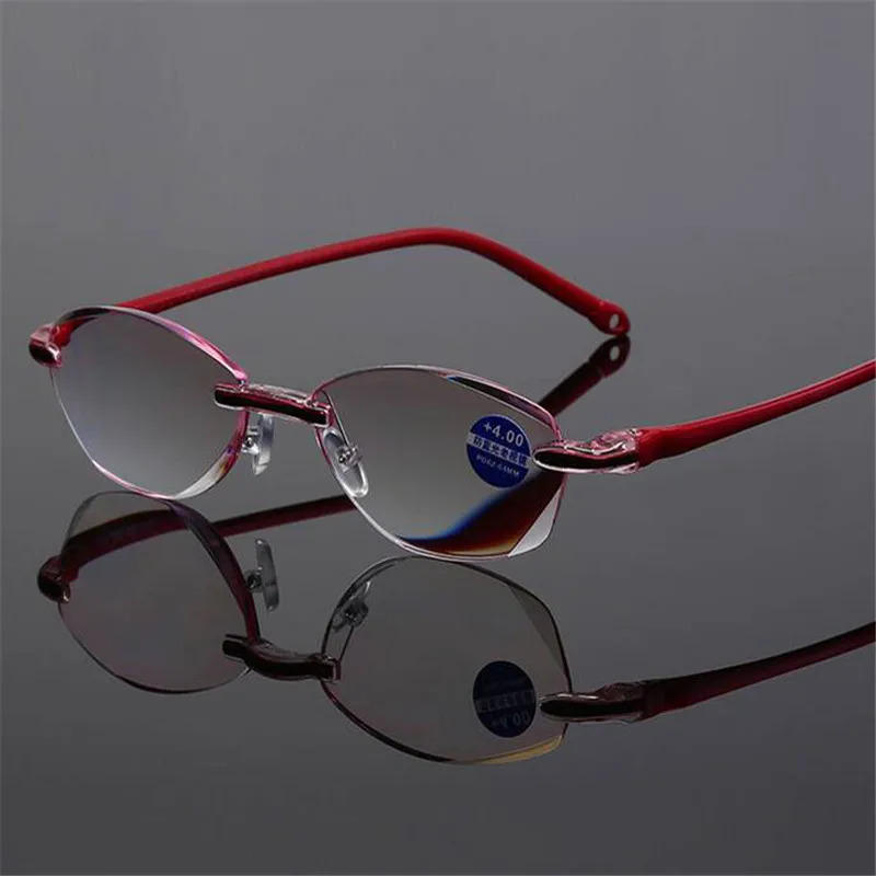 Seemfly Moda Kadınlar Ultralight Çerçevesiz okuma gözlüğü Klasik Anti mavi ışık Gözlük Bayanlar Presbiyopi Gözlük 0 İla + 4.0