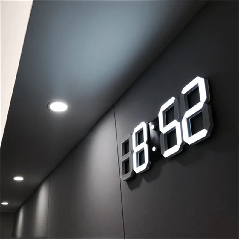 3D led duvar saati Modern Tasarım Dijital Masa Saati Alarm Gece Lambası Saat duvar saati Ev Dekor Oturma Odası için