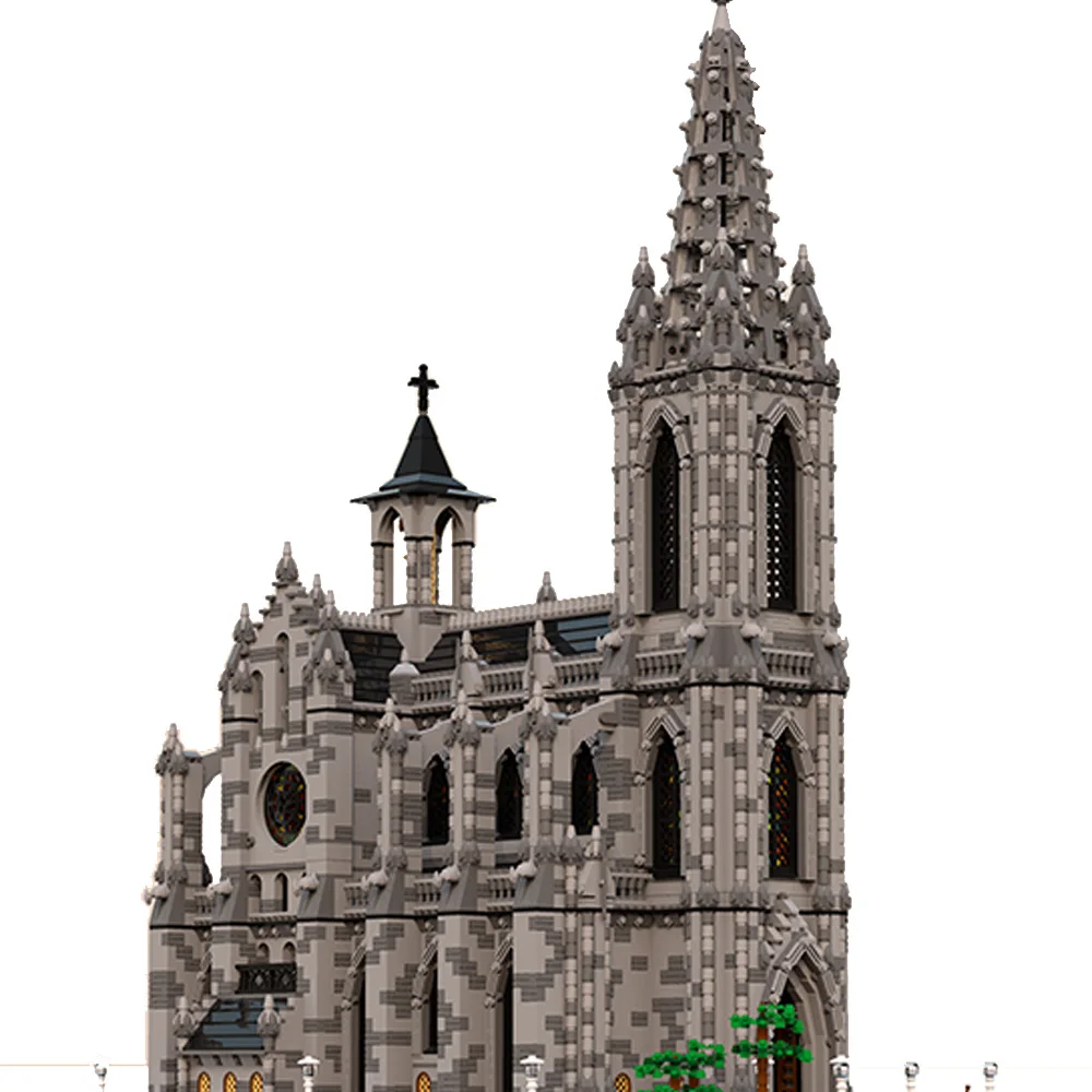 MOC Dünya Modüler Katedrali Yapı Taşları Sokak Görünümü Mimari Koleksiyonu Kilise Modeli DIY Ev Tuğla Çocuk Hediye İçin