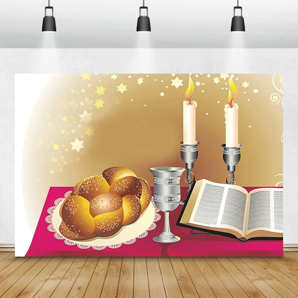 Yahudi fotoğraf arka fonu Sabbath Ekmek Mum Fotoğraf Arka Plan Oturma Odası Dekor Aile Portre Photocall Stüdyo Photophone