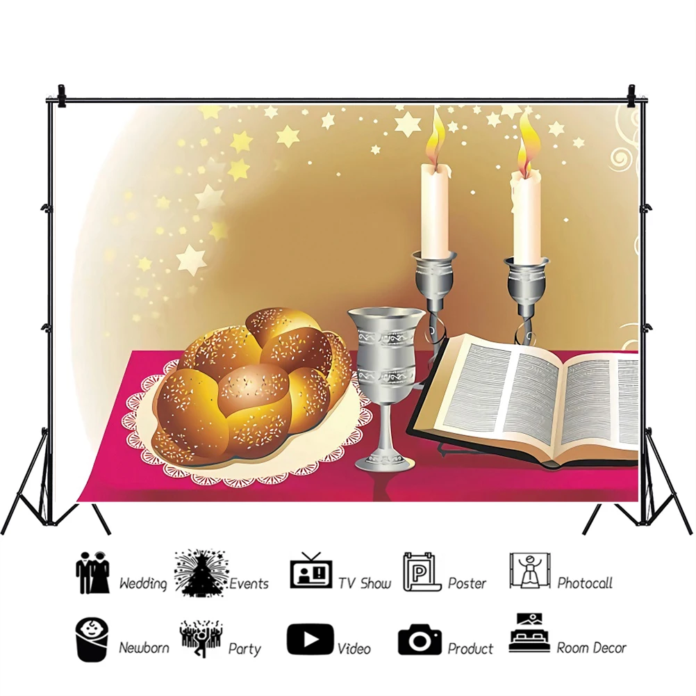 Yahudi fotoğraf arka fonu Sabbath Ekmek Mum Fotoğraf Arka Plan Oturma Odası Dekor Aile Portre Photocall Stüdyo Photophone 2