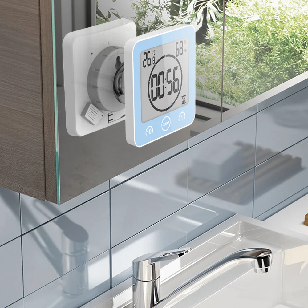 Yüksek Kalite Yeni LCD Dijital Su Geçirmez Su Sıçramalarına Banyo Duvar Saati Duş Saatler Zamanlayıcı Sıcaklık Nem Mutfak