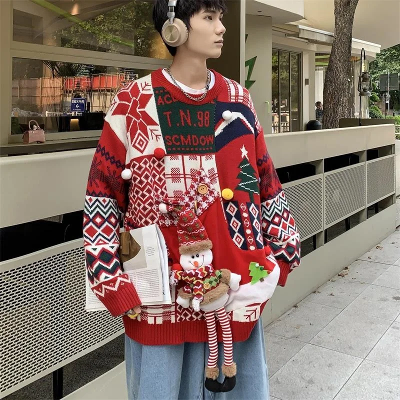 Privathinker erkek Noel Kazak Kazak Kar Adam Tasarımcı Marka Kalın Örme Giyim Erkek Moda Kış Sıcak