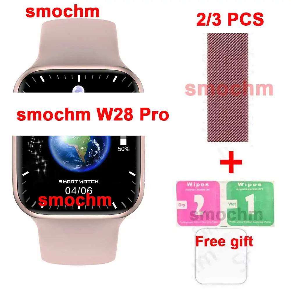 2/3 Adet / grup Smochm W28 Pro akıllı saat 1.95 Ekran Serisi 8 Özelleştirilmiş Yüz 45MM Kablosuz Şarj Cihazı Bluetooth Uyumlu Çağrı