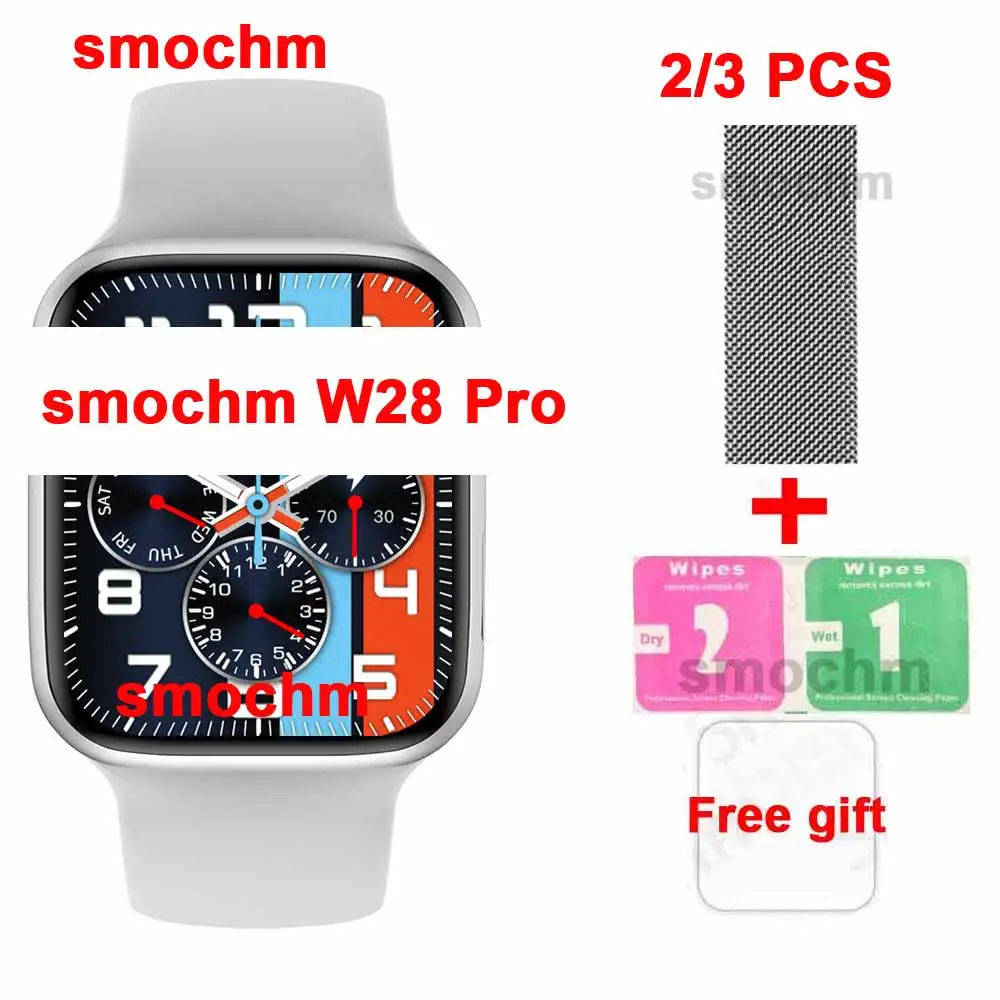 2/3 Adet / grup Smochm W28 Pro akıllı saat 1.95 Ekran Serisi 8 Özelleştirilmiş Yüz 45MM Kablosuz Şarj Cihazı Bluetooth Uyumlu Çağrı 2