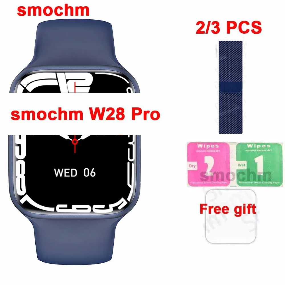 2/3 Adet / grup Smochm W28 Pro akıllı saat 1.95 Ekran Serisi 8 Özelleştirilmiş Yüz 45MM Kablosuz Şarj Cihazı Bluetooth Uyumlu Çağrı 4