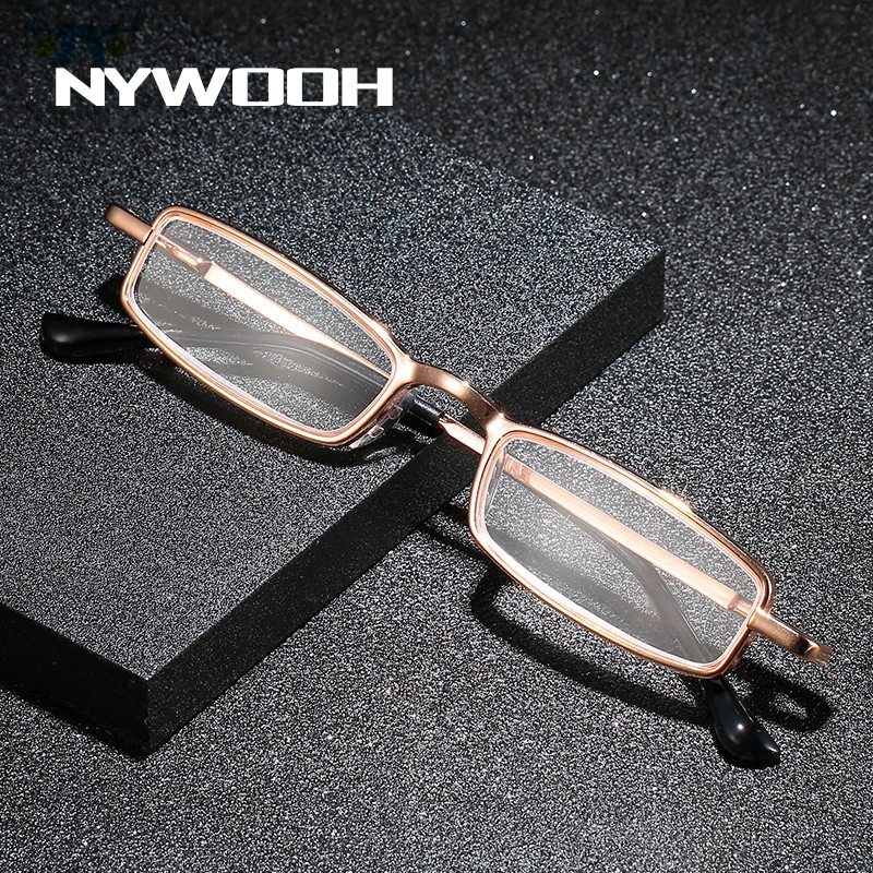 NYWOOH Taşınabilir okuma gözlüğü Kadın Erkek Metal Presbiyopik Gözlük Unisex Hafif Mini Presbiyopi Gözlük Durumda