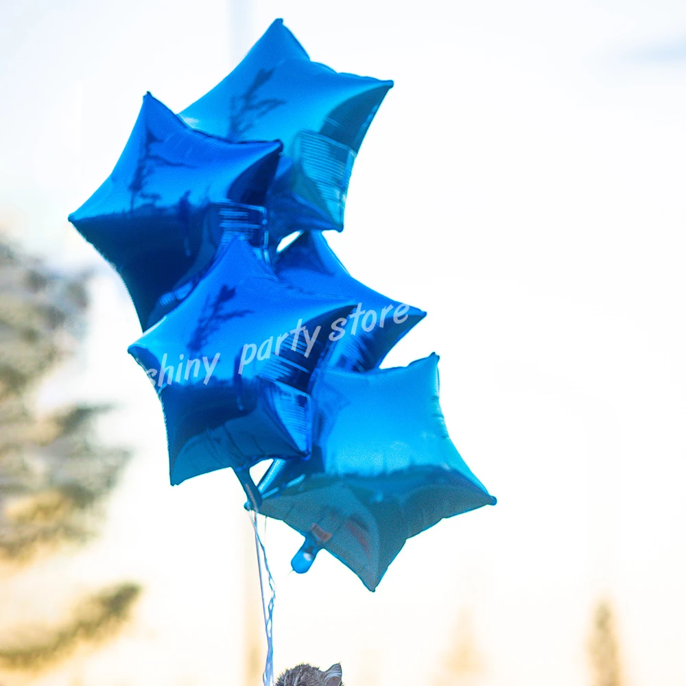 1 adet 18 inç Yıldız Alüminyum Folyo Balon Doğum Günü Partisi Düğün Dekorasyon Hava Mavi Pentagram helyum balonları Bebek Banyo Oyuncak