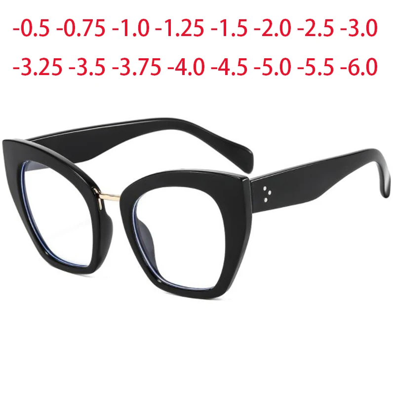-1.0 -1.5 -2.0 ila -6.0 Vintage Büyük Kedi Göz Gözlük Kadınlar Optik Gözlük Bayanlar Miyopi Reçete Gözlük