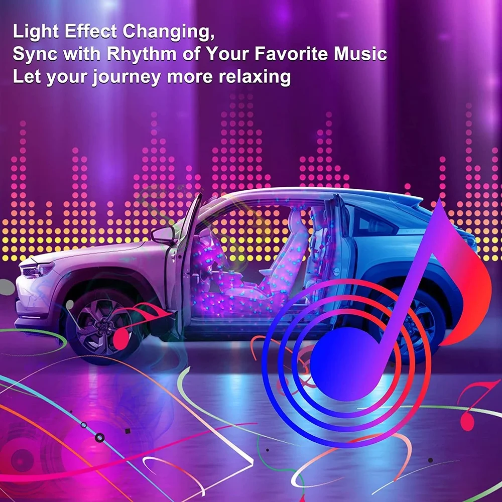 RGB yıldız LED araba ortam iç ışık usb sigara arka ışık müzik kontrol cihazı App Neon otomatik ayak dekoratif atmosfer lambası 1