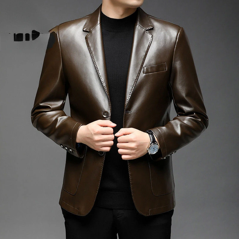 Erkek Hakiki Ceketler Sonbahar erkek İş deri ceketler erkek Blazers Yeni Stil İnce İnce Trend Fermuar deri ceketler G139 2