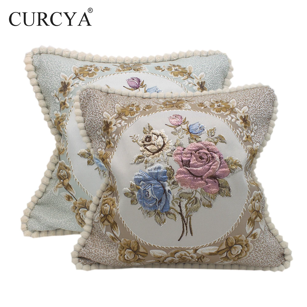 CURCYA lüks jakar Çiçek işlemeli yastık kılıfı s Zarif Klasik Yastık Kılıfı Ev Dekorasyon için