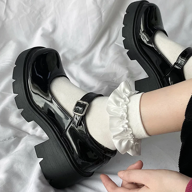 Kadın Ayakkabı 2022 Yeni Kız Lolita Ayakkabı JK Üniforma Ayakkabı PU Deri Kalp Ayak Bileği Maryzhen Ayakkabı Sevimli Seksi Retro İngiliz Tarzı
