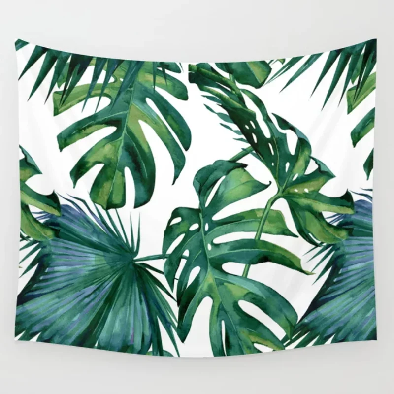 Klasik Palmiye Yaprakları Tropikal Orman Yeşil Goblen Plaj Havlusu Atmak Battaniye Piknik Yoga Mat Halılar Duvar Asılı Ev Dekor