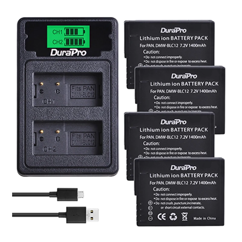 DuraPro 1400 mAh DMW-BLC12 DMW-BLC12E Pil DMW BLC12 BLC12E Bateria + Şarj Panasonic FZ1000 FZ200 FZ300 G5 G6 G7 GH2