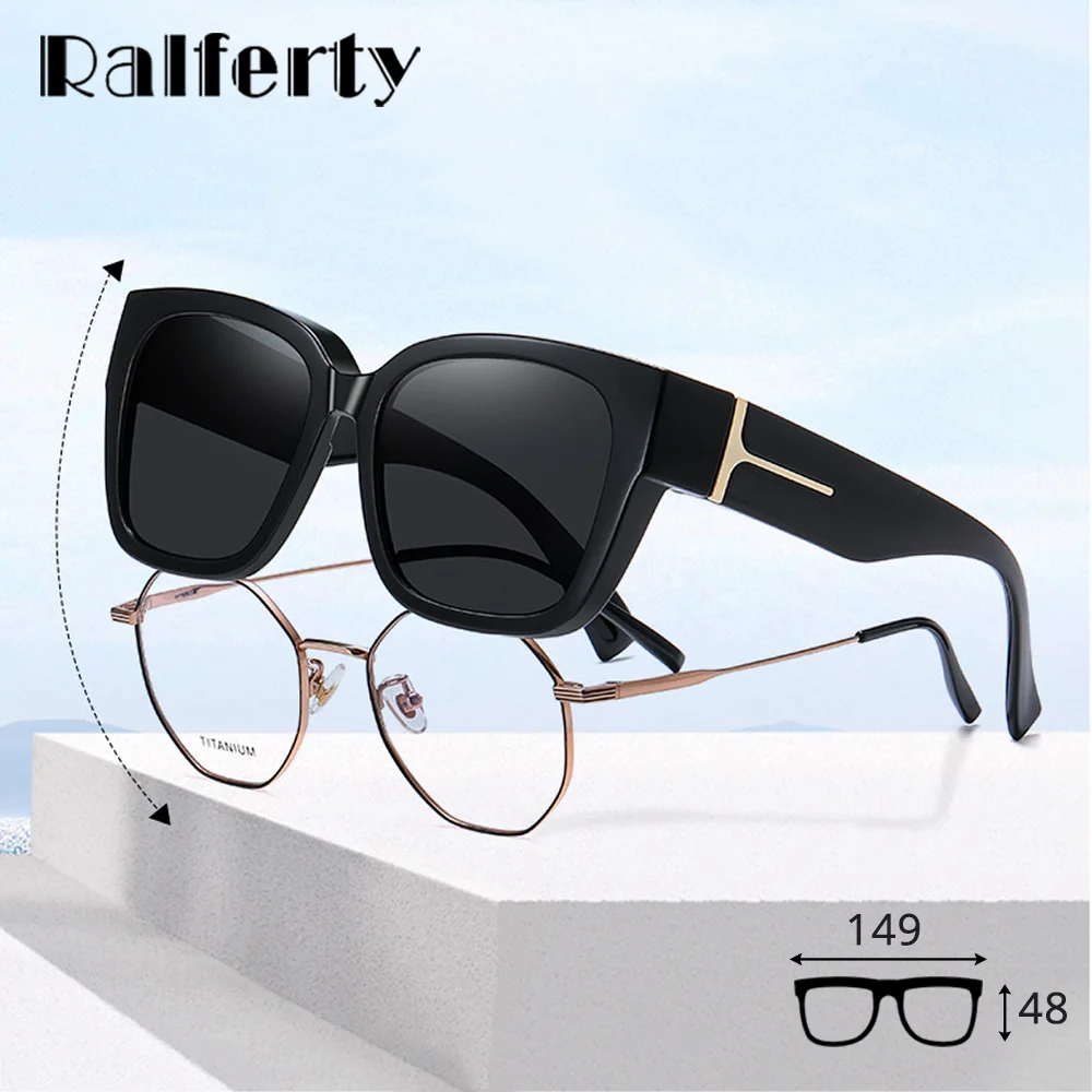 Ralferty Boy Güneş Gözlüğü Yerleşimi Polarize UV400 Anti UVA UVB TR90 Hafif Gözlük Sürücü Shades Kadınlar Üzerinde Kapsayabilir