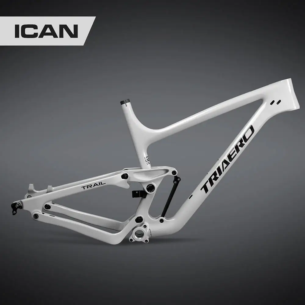 ICAN bisikletleri süspansiyon bisiklet iskeleti 27.5 er MTB karbon çerçeve P1 seyahat 130mm beyaz boya ile