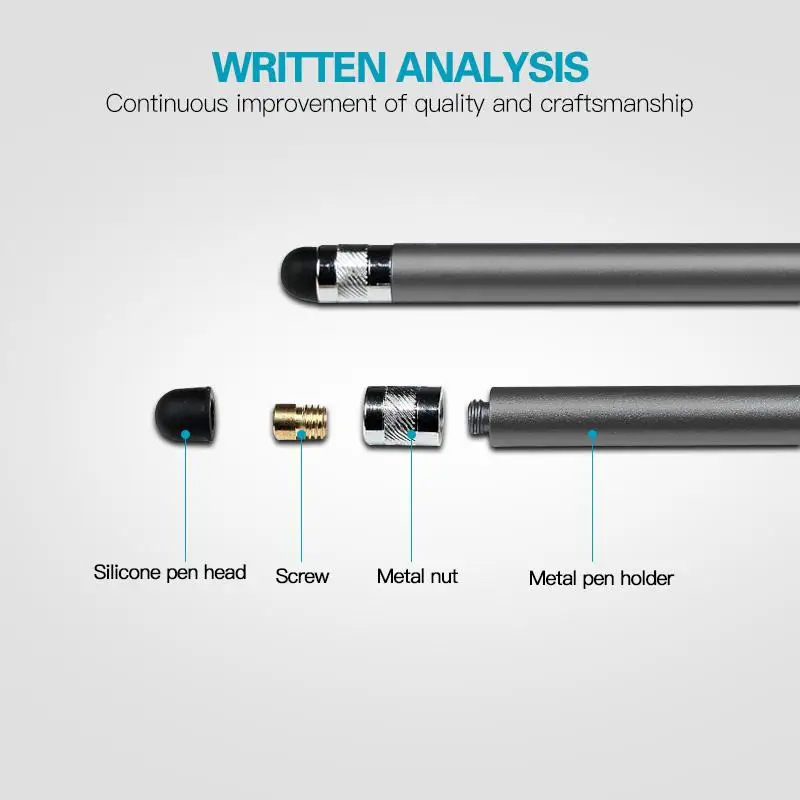 2 in 1 Stylus Kalem Kapasitif Ekran Dokunmatik Kalem cetvel kalemi Tablet Android Smartphone için Tüm katı alüminyum alaşımlı gövde