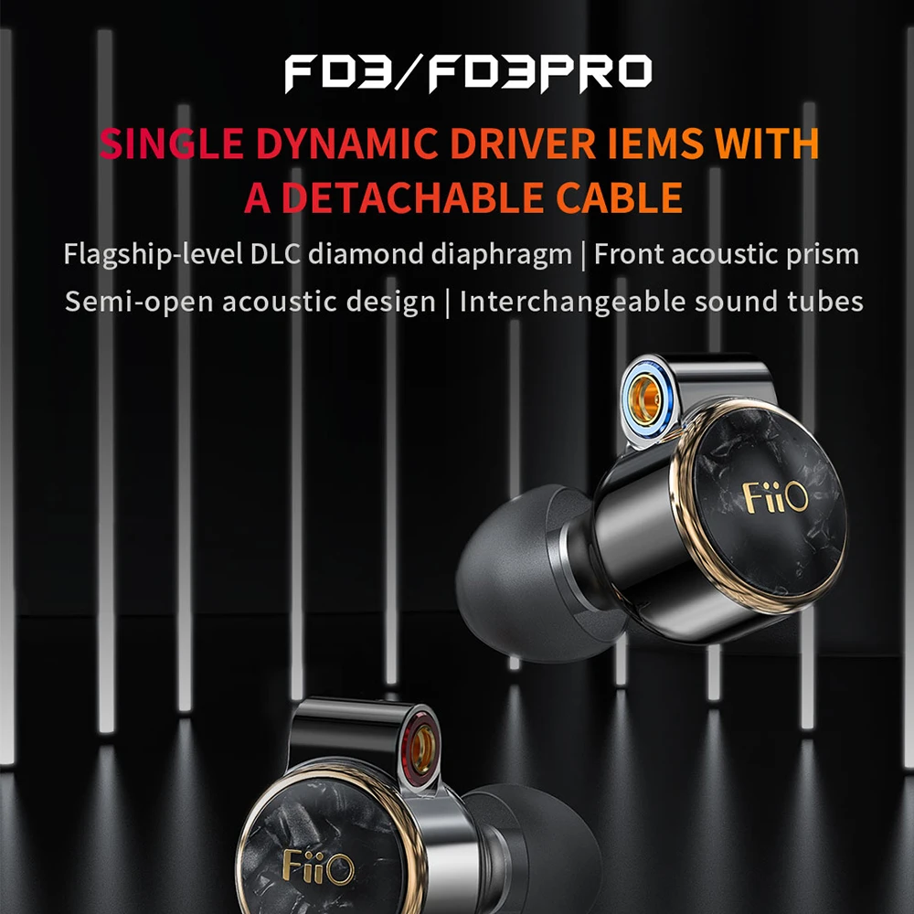 FiiO FD3 FD3pro Yüksek Çözünürlüklü HİFİ 1DD Dinamik Kulak İçi Kulaklık MMCX Ayrılabilir Kablo DLC Elmas Gibi Karbon Diyafram Kulaklık IEMS 1