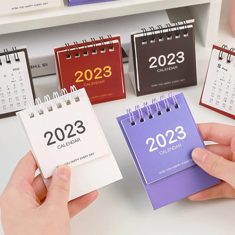 2023 Mini Basit Takvim Masası Düz Renk Ev Ofis Günlük Zamanlayıcı Organize Planlama Retro ayaklı masa Takvimleri
