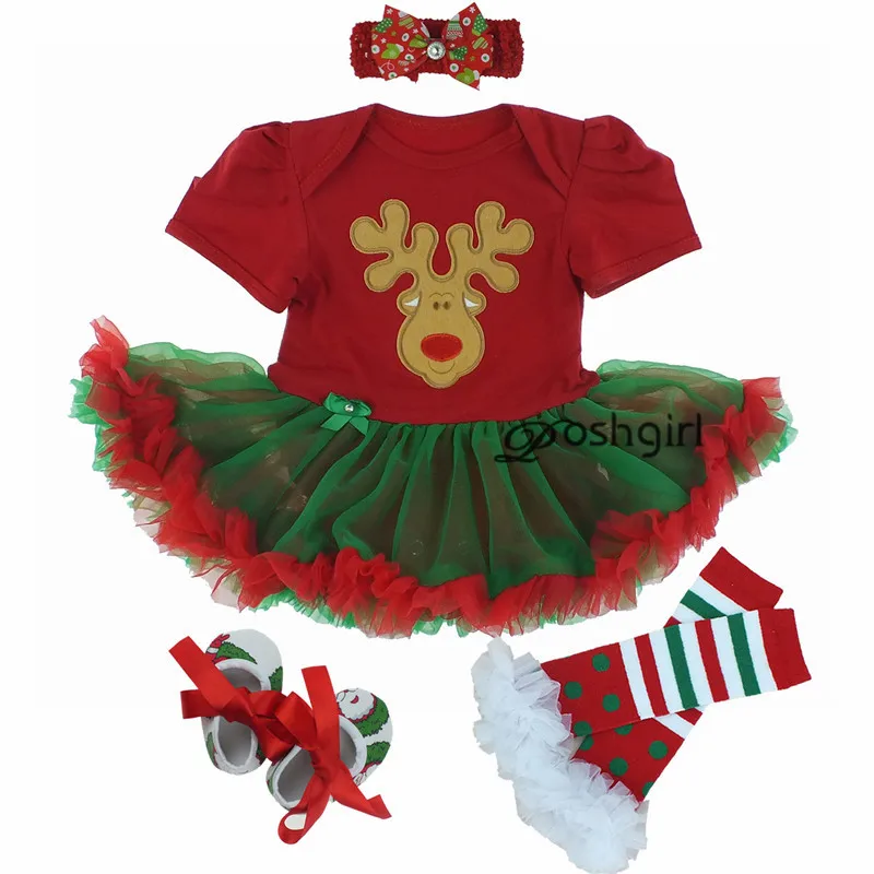 Bebek Kız 12 Ay Noel Partisi Elbise Yeni Yıl 1st Vaftiz Elbisesi Yenidoğan Infantil Tutu Kıyafet Kırmızı İlk Noel Elk Giysileri 1