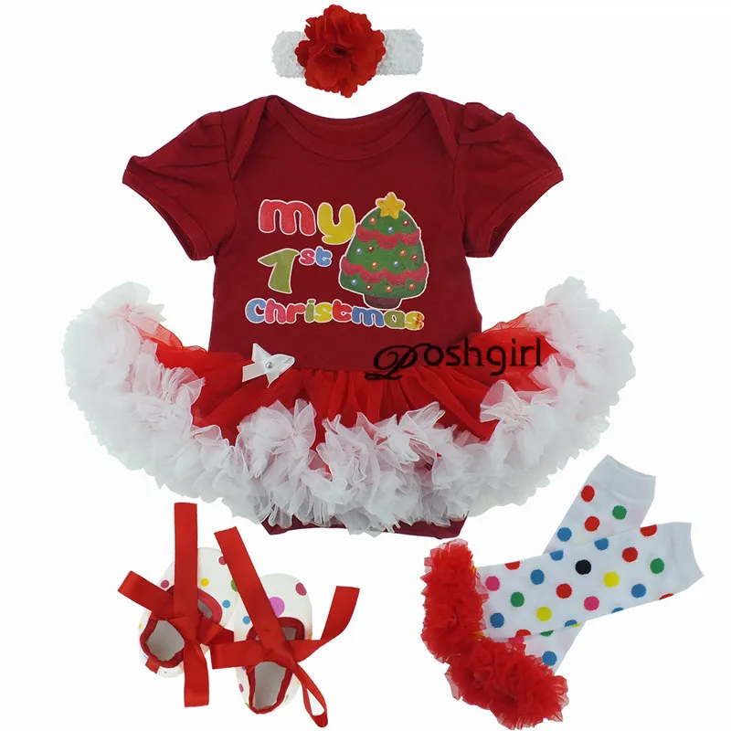 Bebek Kız 12 Ay Noel Partisi Elbise Yeni Yıl 1st Vaftiz Elbisesi Yenidoğan Infantil Tutu Kıyafet Kırmızı İlk Noel Elk Giysileri 5