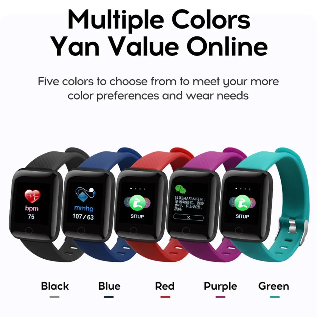 116 Artı Dijital akıllı saat 1.3 İnç Renkli Ekran Su Geçirmez Spor Bluetooth kalp Hızı fitnes aktivite takip cihazı akıllı saat 1