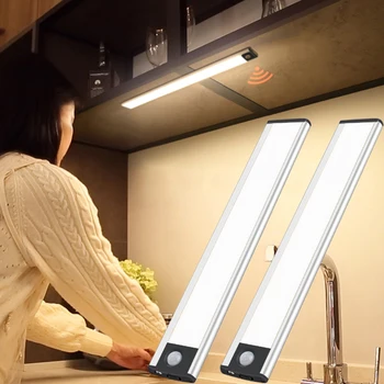 PIR hareket sensörlü ışık LED gece ışıkları kablosuz duvar lambası USB şarj edilebilir mutfak dolabı koridor gece yatak odası için lamba