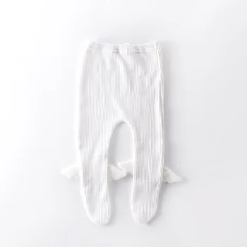 2021 Yeni Sonbahar Bebek Kız Erkek Pantolon Beyaz Gri Yüksek Bel Tayt Pamuk 3D Kanat Aplikler Pantolon Çocuk Giysileri E5008 1