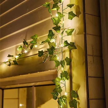 Yapay yeşil yaprak çiçek peri Led ışıkları Garland noel süslemeleri ev için tatil ağacı bahçe ışıkları düğün dekor 3