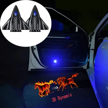 3D serin dinamik Logo araba kapı karşılama ışıkları lazer projektör hayalet gölge ışık evrensel LED otomatik kapı kablosuz dekoratif lamba