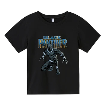 Marvel Siyah Panter Yaz Moda Unisex Süper Kahramanlar T-shirt Çocuk Erkek Kısa Kollu Tees Bebek Çocuk Karikatür Baskı Üstleri 1