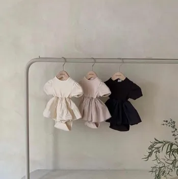 2021 Yaz Yeni Bebek Kız Giysileri Toddler Moda Örme Dantel Kısa Kollu Bodysuits Çocuk Peri Dikiş Rahat Bodysuit