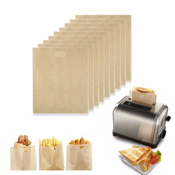 10 adet / takım kullanımlık tost çanta yapışmaz ekmek poşeti sandviç torbaları fiberglas tost mikrodalga ısıtma pasta araçları