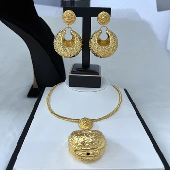 Bayan mücevher seti Lüks Altın Renk Dubai Afrika Tarzı 2 Adet takı seti Parti İçin Dubai altın kaplama takı seti Kadınlar İçin 2022