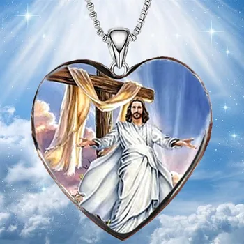 Moda Kalp Kristal İsa Kolye Dini İnanç İsa Kolye Nişan Kolye Kadınlar Takı için yıldönümü hediyesi