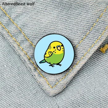 Tombul Yeşil Muhabbet Kuşu Erkek Baskılı Pin Özel Komik Broş Gömlek Yaka Çanta Sevimli Rozet Karikatür emaye pimleri Sevgilisi Kız Arkadaşlar